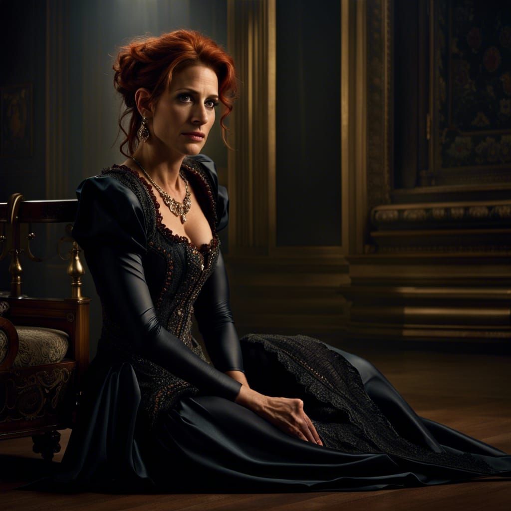 Photorealistic Julia Roberts Portrait in Chiaroscuro Lightin...