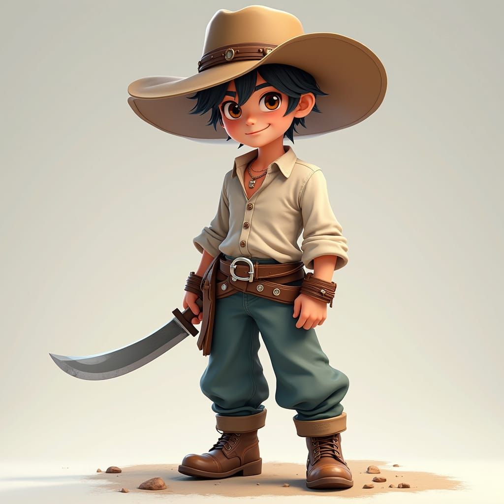 Vibrant Anime Adventurer in Traditional Chiricano Attire