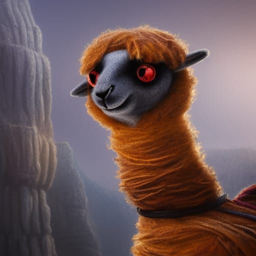 Detailed Wool Sock Llama Matte Painting