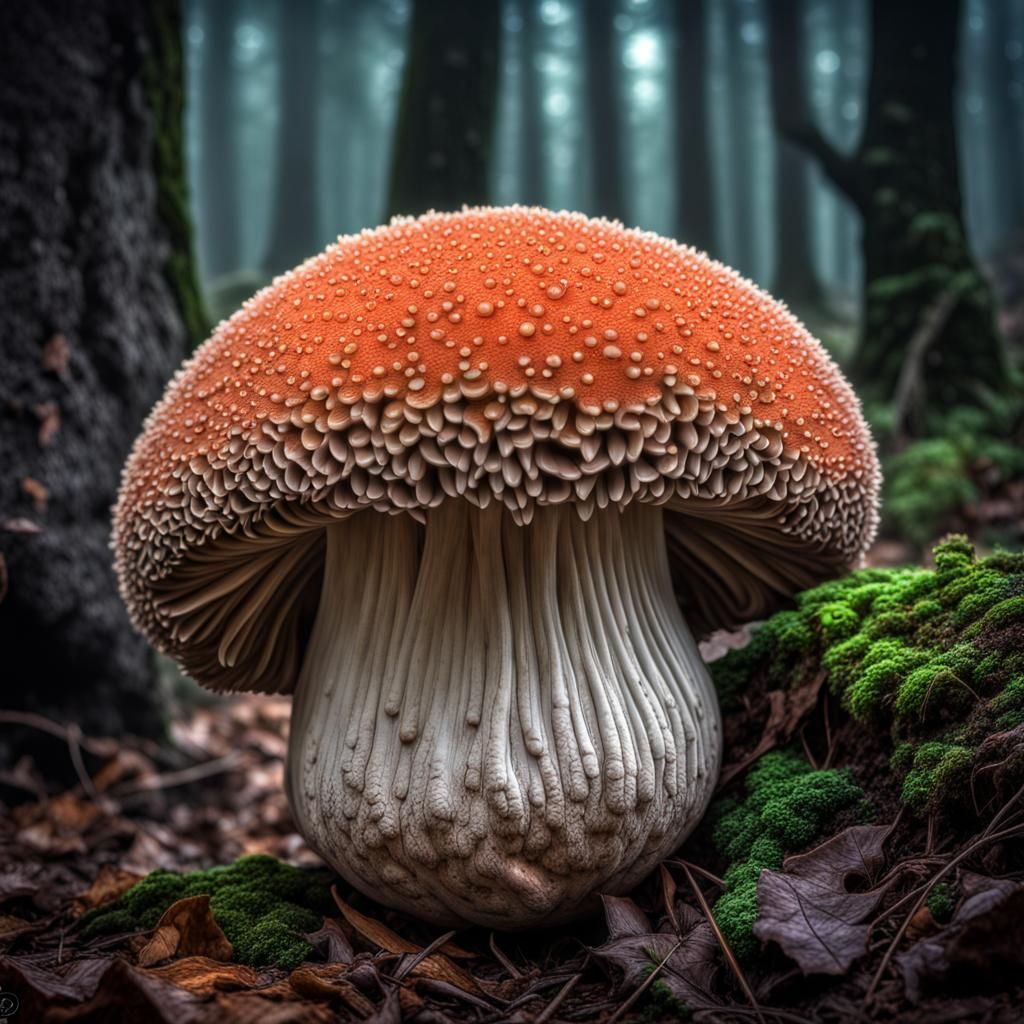 Fantasy Puffball Mushroom with Viral Colors
