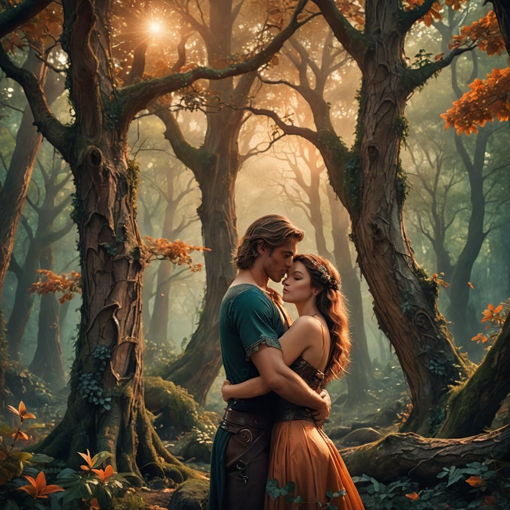 Mystical Forest Embrace: Romance Novel Cover