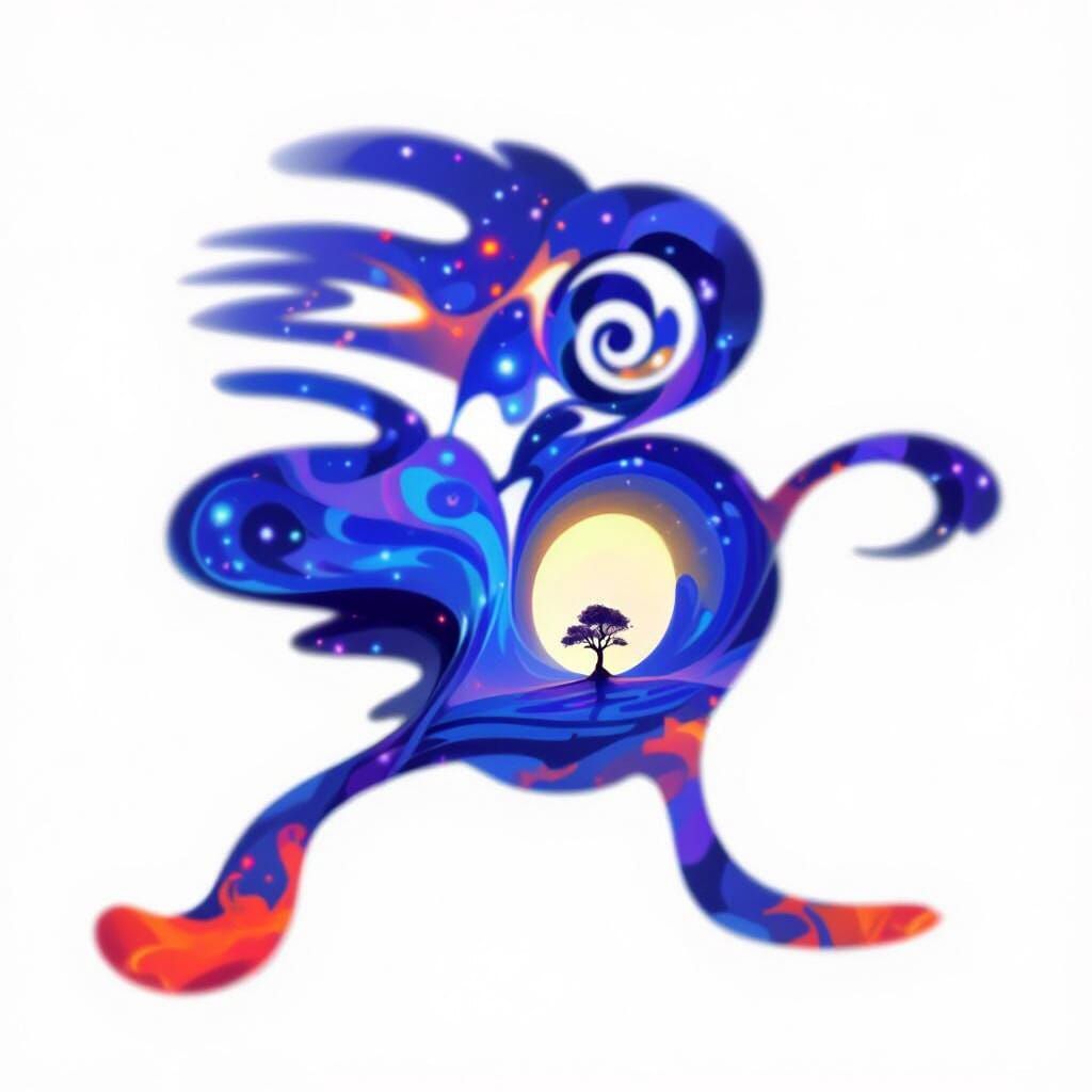 Surreal Cosmic Oak Tree in Dreamlike Digital Painting