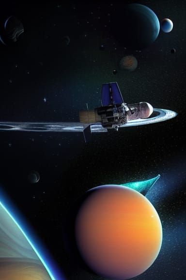 Astronaut and Whale Encounter Near Saturn