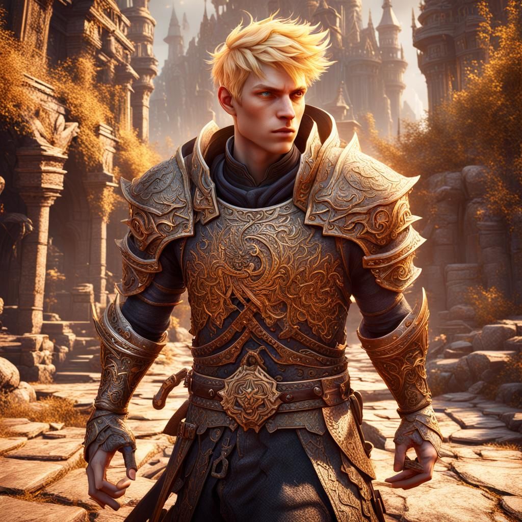 Fantastical Blonde Boy in Detailed Matte Painting