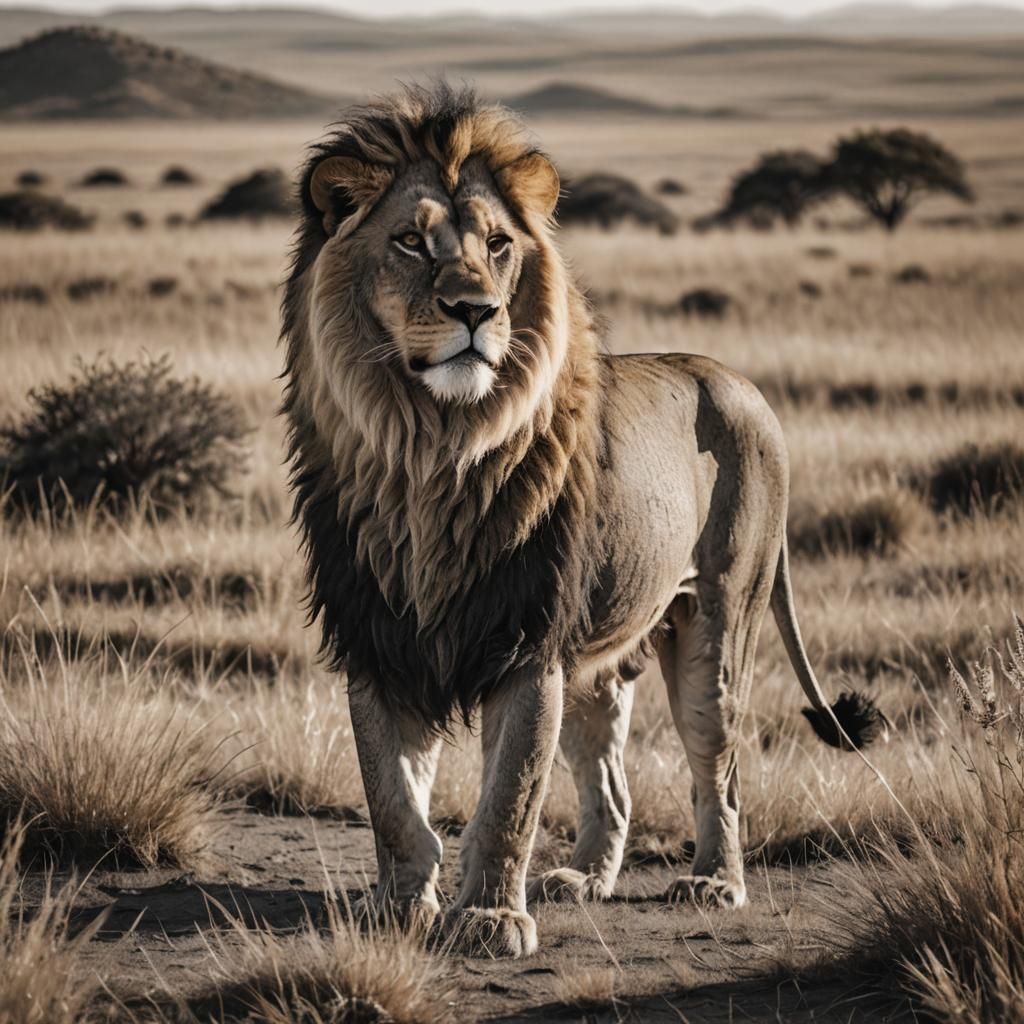 Majestic Barbary Lion in Golden Savannah