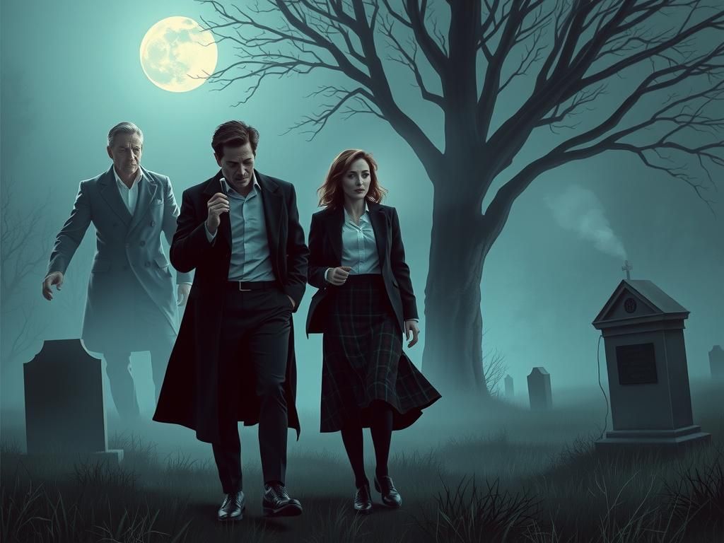 X-Files Gothic Cemetery Scene in Ashley Wood Style