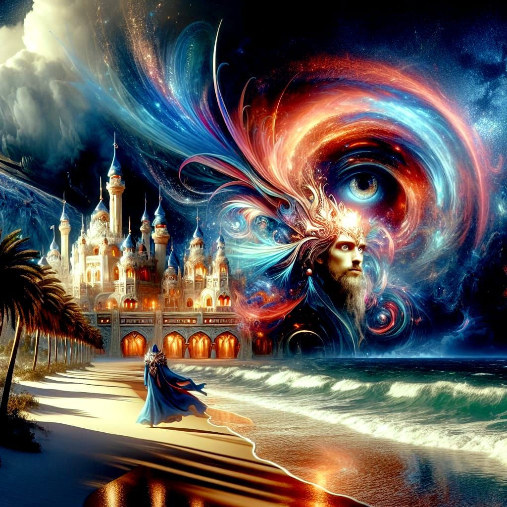 Moonlit Castle with South Asian Wizard