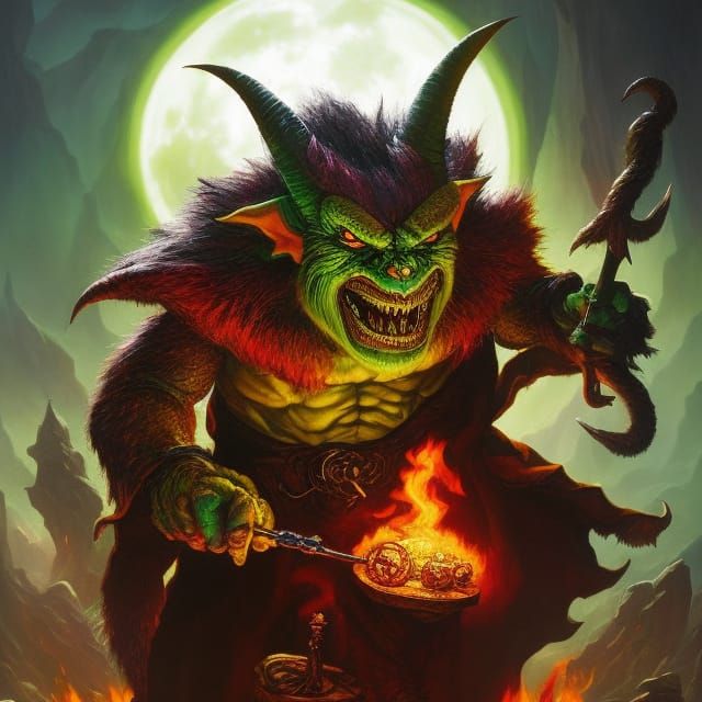 Fierce Leprechaun Guarding Gold, Fantasy Art