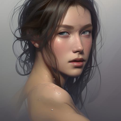 Detailed Portrait of Woman in Digital Art Style