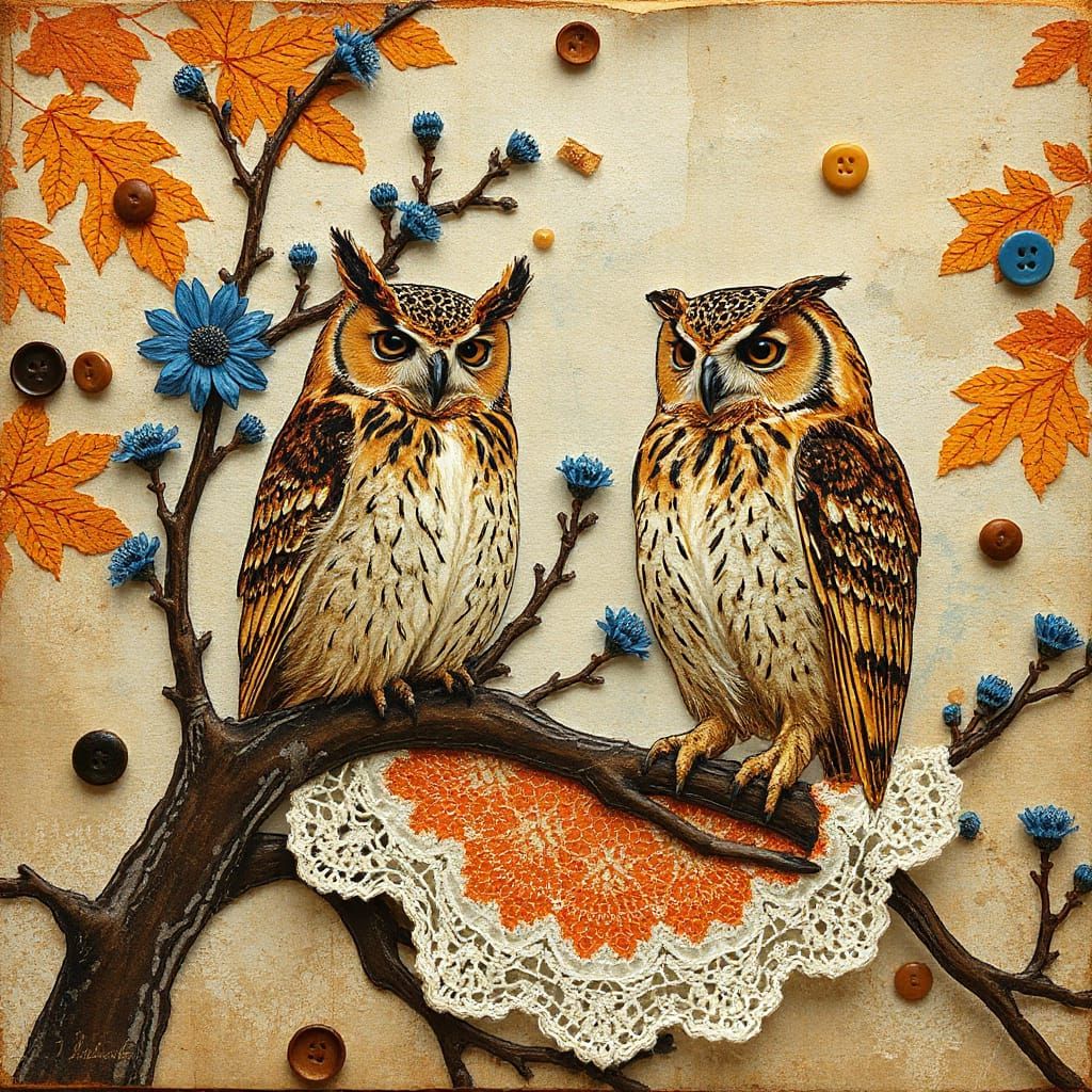 Whimsical Forest Collage in Vibrant Hues