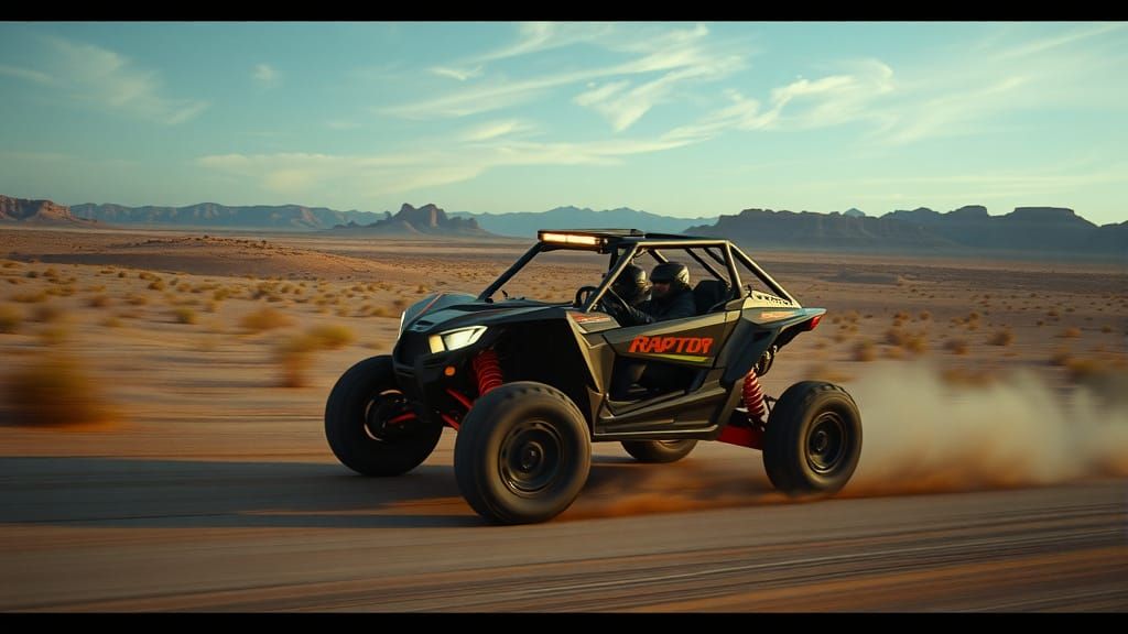 Desert Race: All-Terrain Vehicle in Oil Painting Style