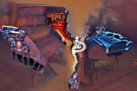Steampunk Engine Chasm Between Feuding Siblings