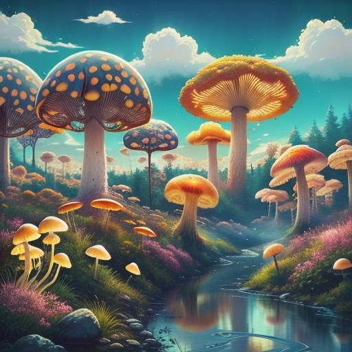 Alien Field with Expressive Trees, Digital Art