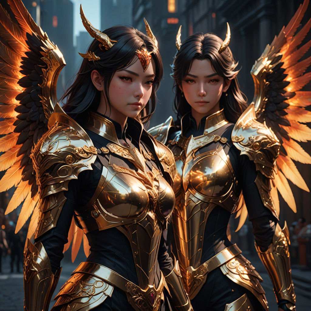 Ethereal Angels and Demons in Anime-Inspired Hyper-Realism