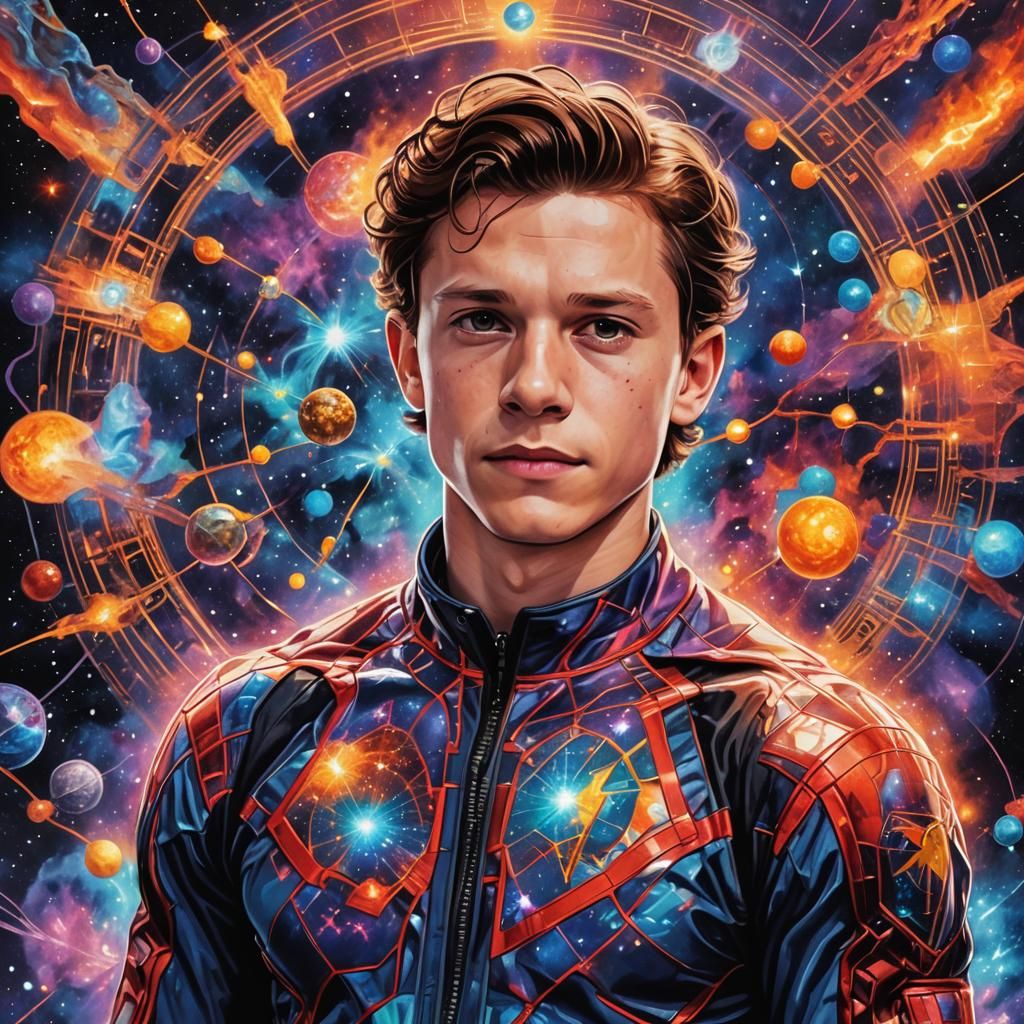 Tom Holland in Holographic Cosmic Illustration