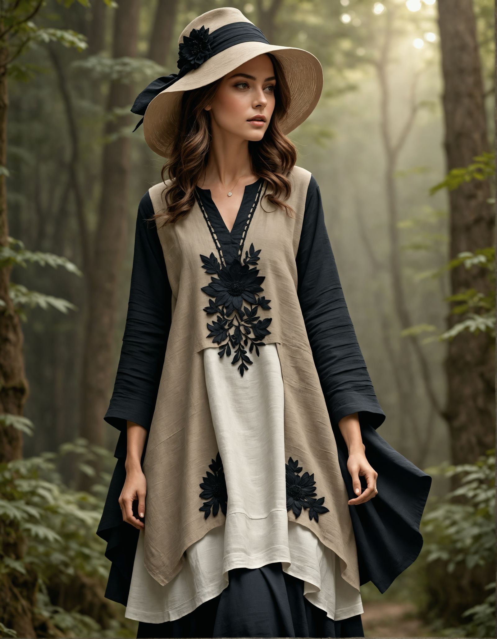 Ethereal Bohemian Woman in Earthy Tones