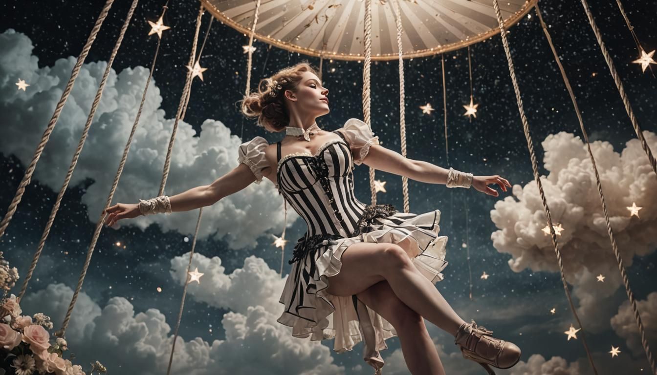 Magical Realism Aerialist in Dreamlike Cloudscape