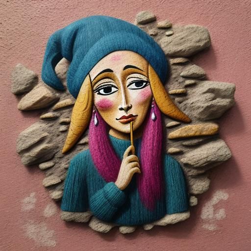 Surreal Anthropomorphic Fish Woman with Scaly Hat