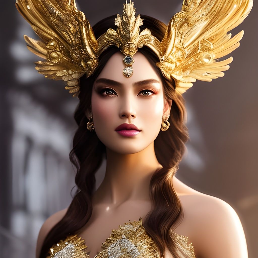 Hyperdetailed Greek Goddess Hera with Crown