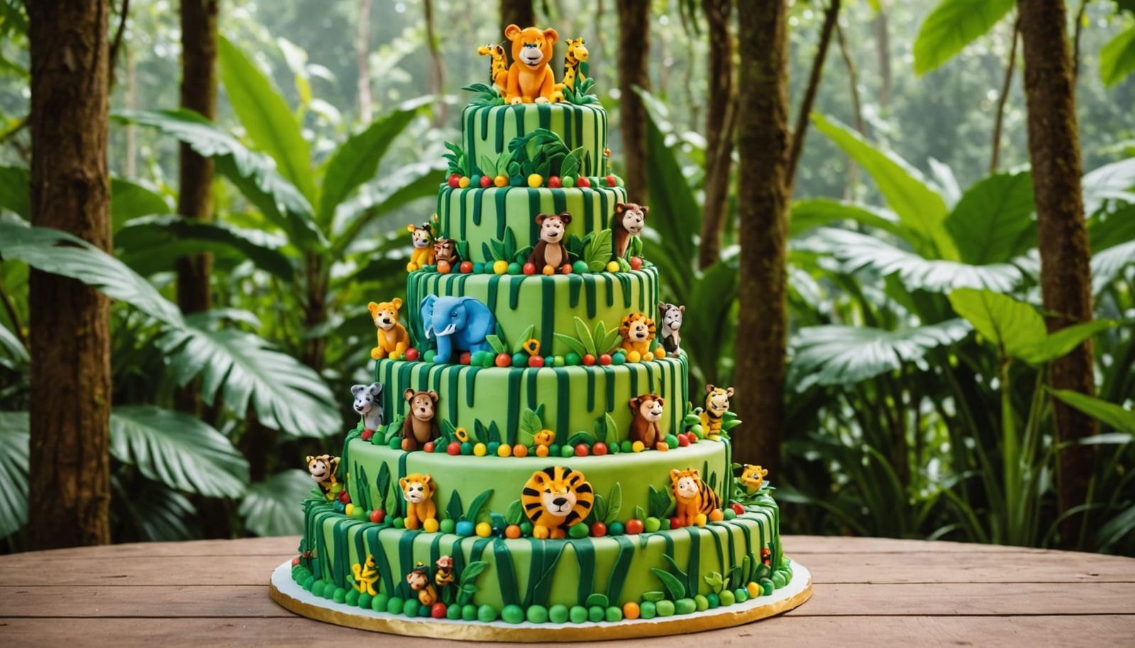 Exotic Birthday Cake in a Tropical Jungle