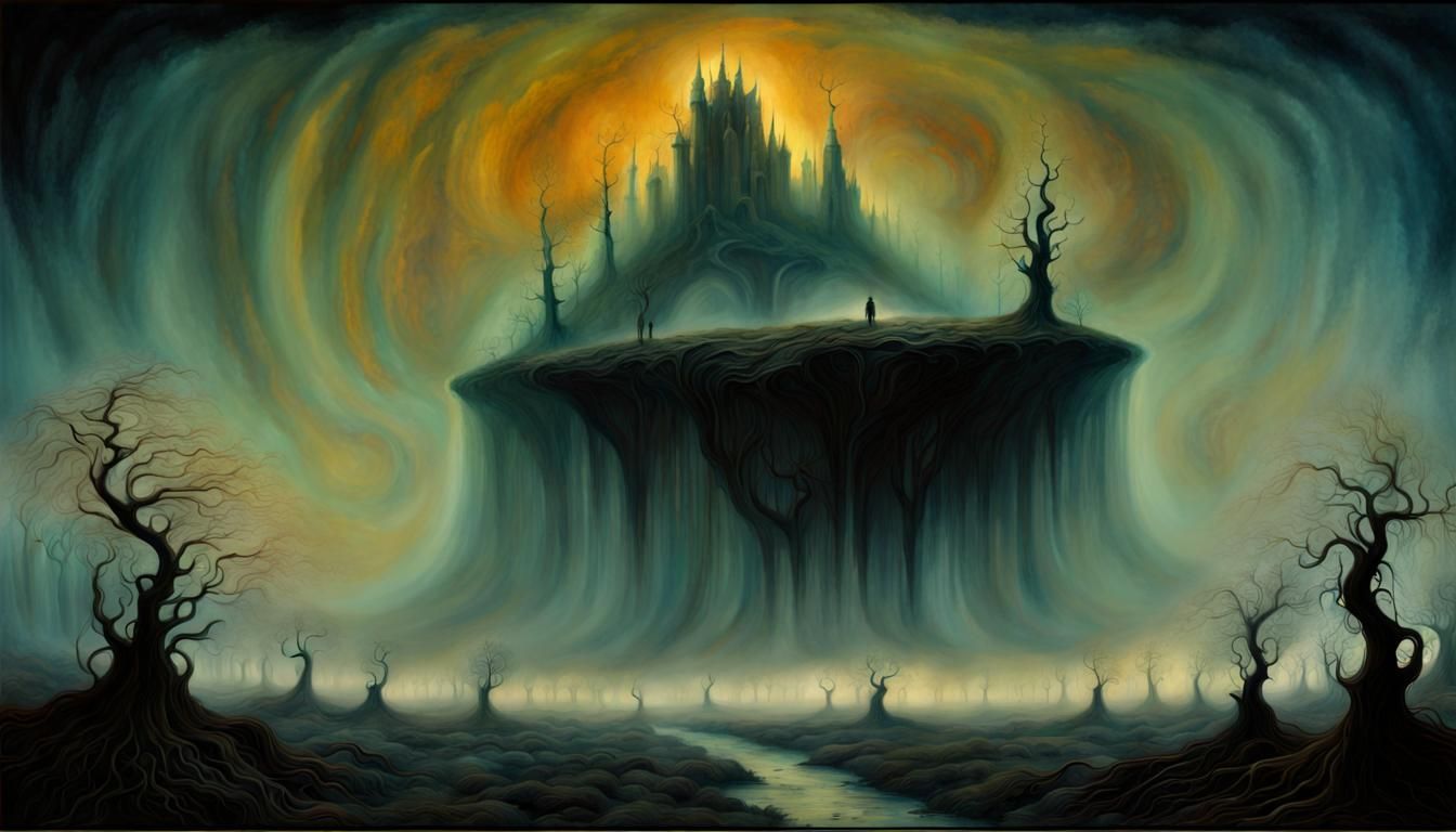 Surreal Dreamscape in Burton and Beksinski Style