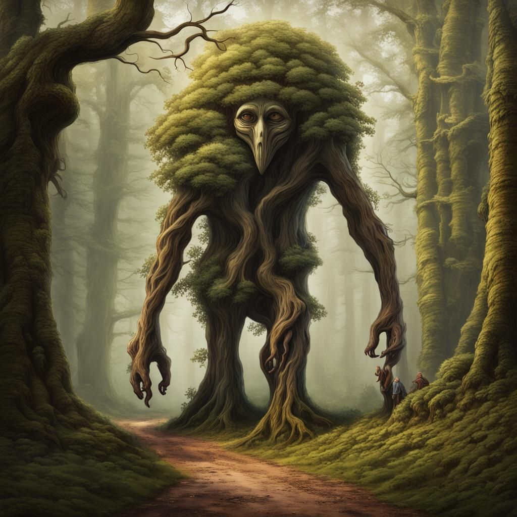Walking Tree Carries Hobbits Through Forest