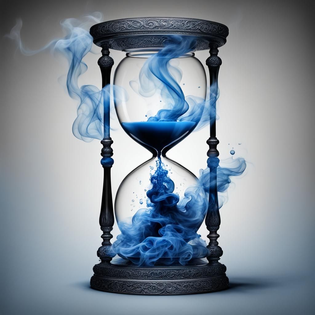 Hourglass Formed from Blue Cigarette Smoke