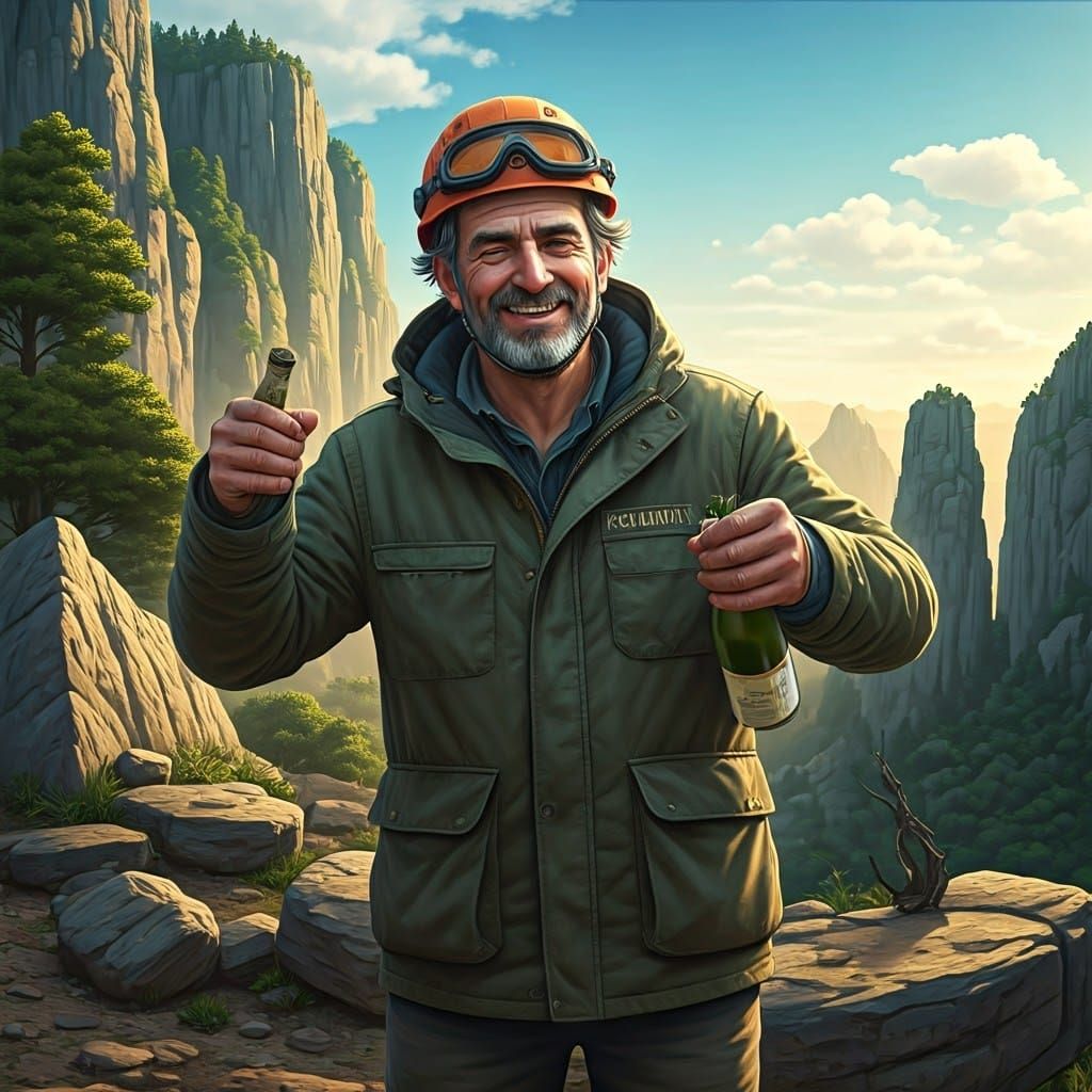 Geologist's Joyful Celebration in Anime Style