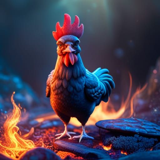 Black Chicken on BBQ: Fantasy Concept Art