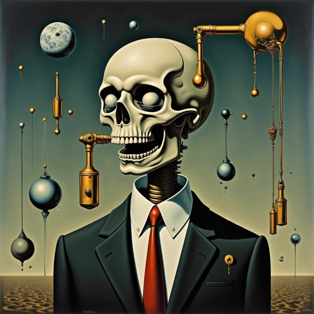 Surreal Zombie Businessman with Steel Lock