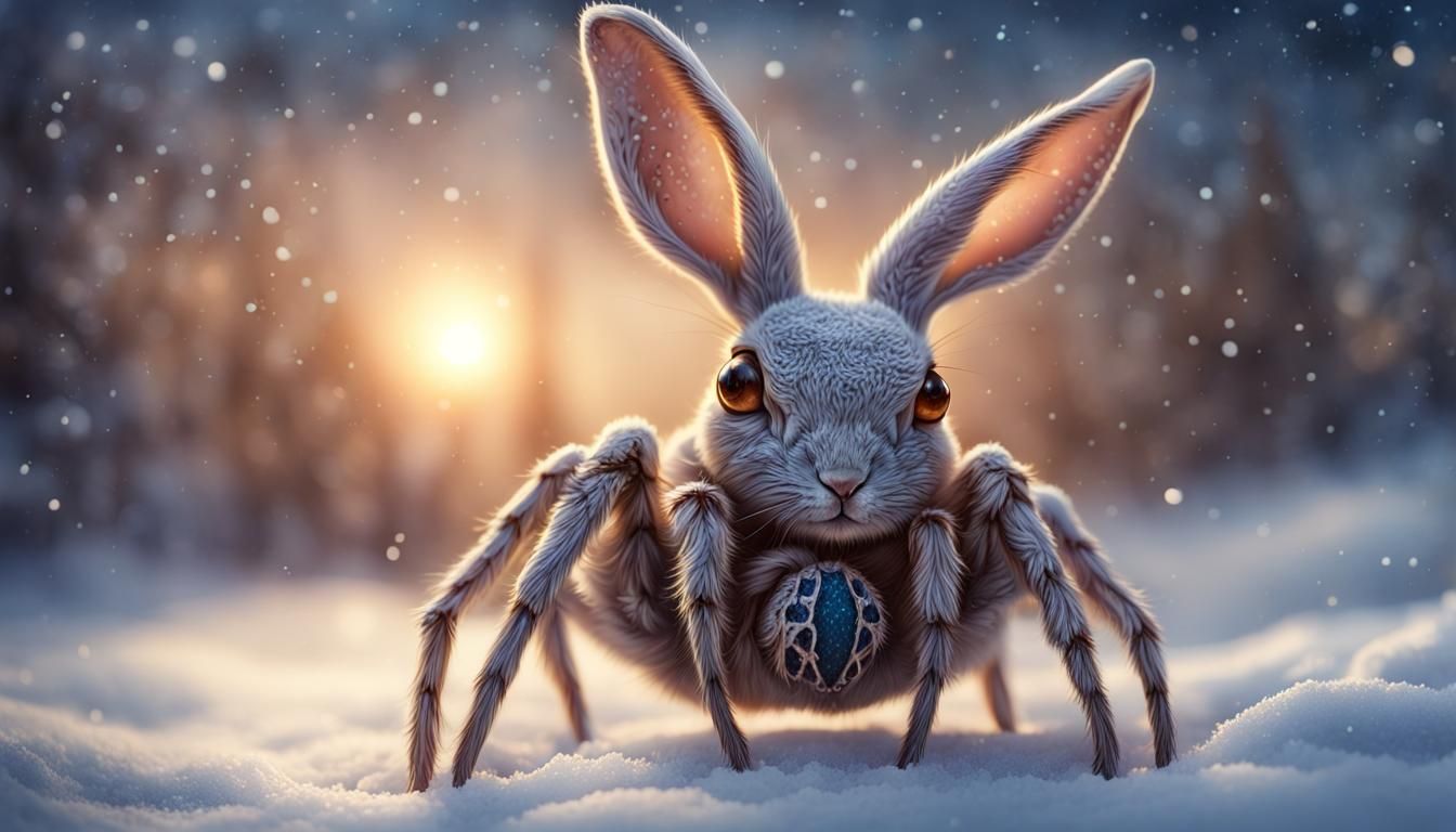 Fantasy Rabbit-Spider Hybrid Portrait in Oil Painting Style