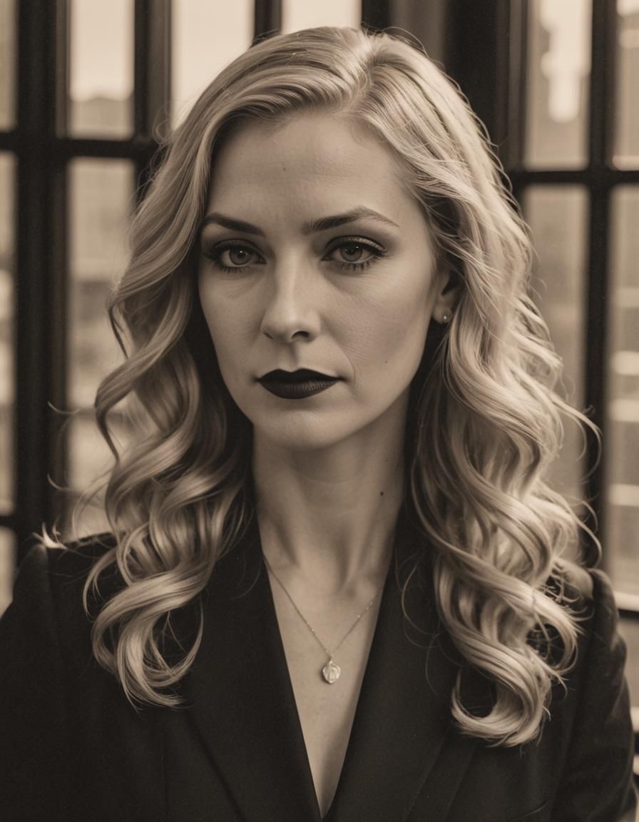 1920s Femme Fatale Lawyer in Sepia Tones