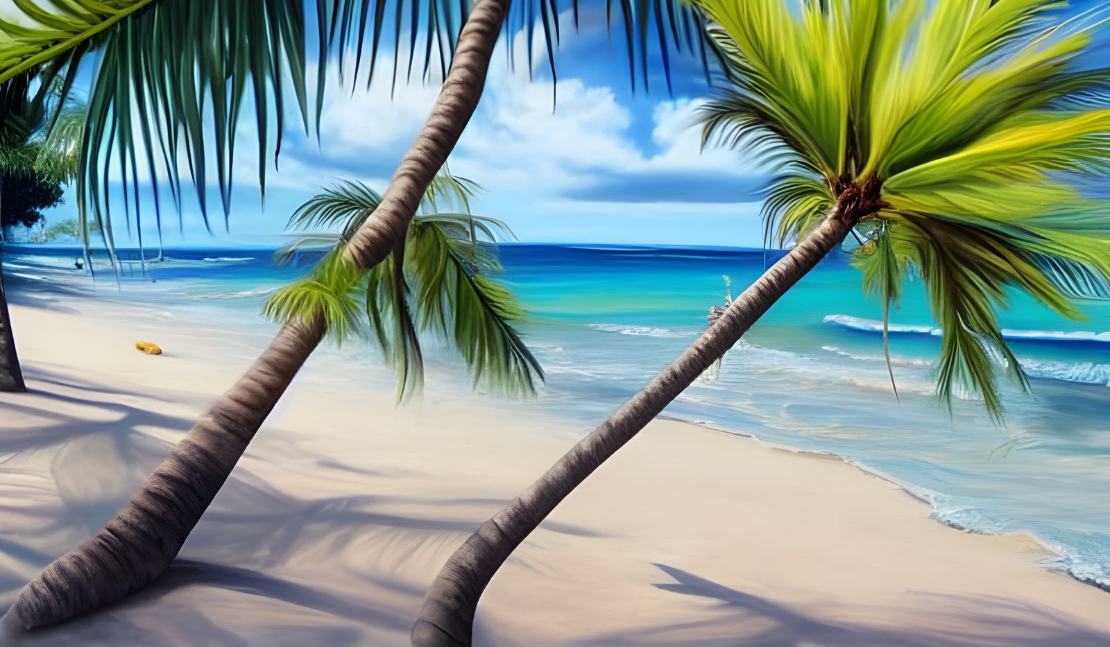 Hyperrealistic Oil Painting of a Tropical Beach