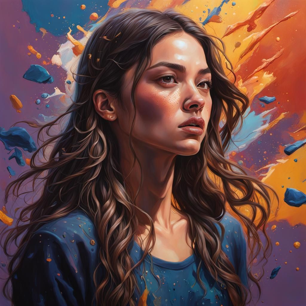 Hyperrealistic Portrait of Olivia Rodrigo in Splash Art