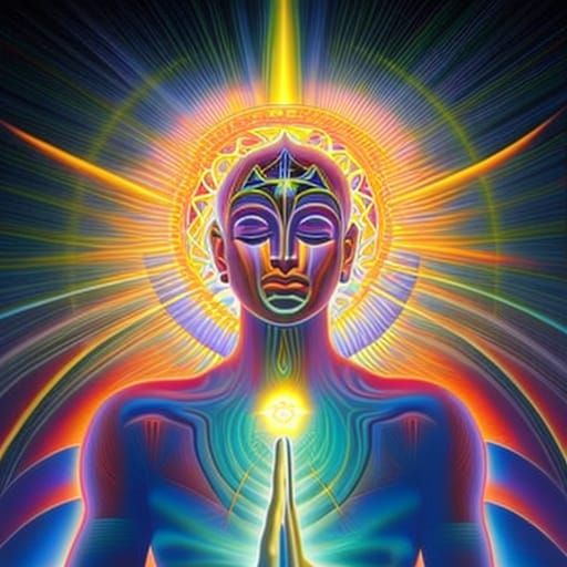 Enlightened Meditator in Cosmic Art Portrait