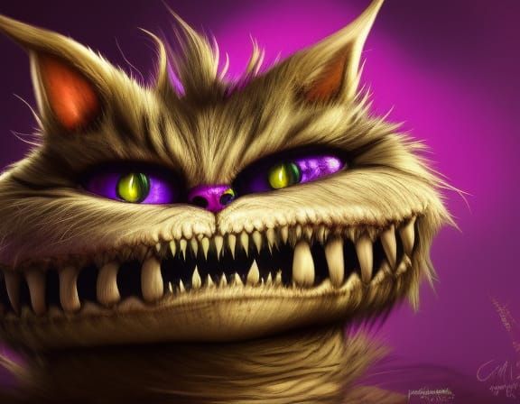 Cheshire cat a masterpiece, 8k resolution, dark fantasy concept art, dynamic lighting, hyperdetailed, intri...