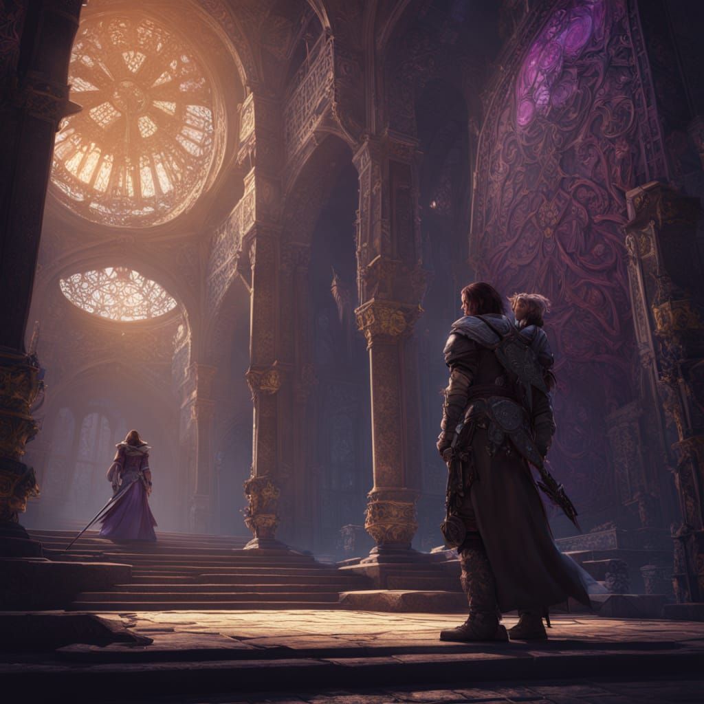 Cinematic Dark Fantasy Couple in Ruined Castle