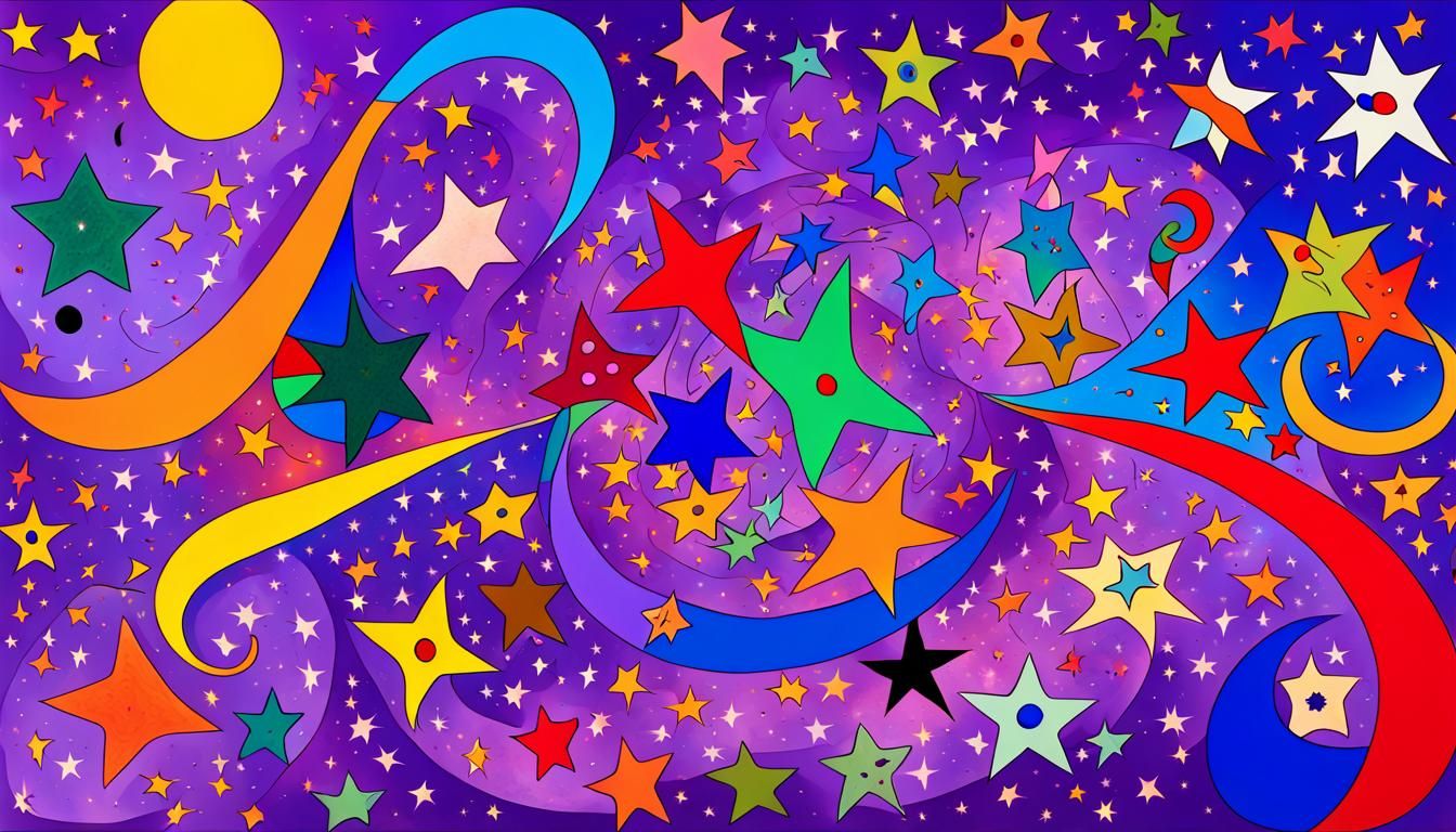 Cosmic Stars Dance in Abstract Violet Fractal