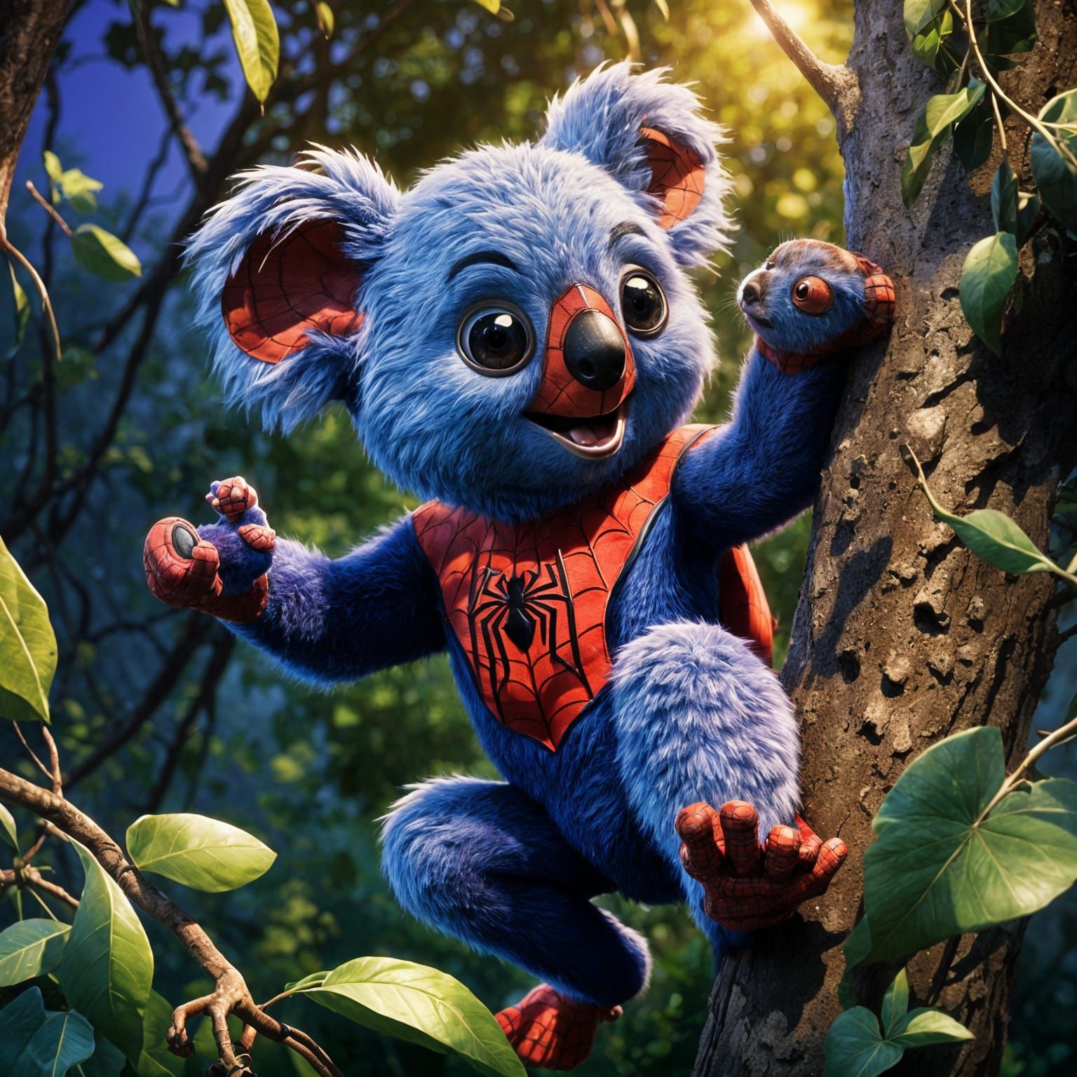 Spiderman Rescues Koala Bear: 3D Digital Art