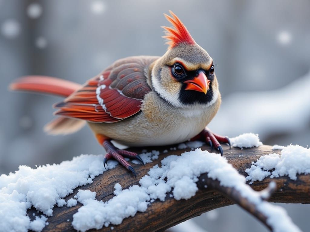 Cardinal on Snow-Covered Spider-Man in 3D Render