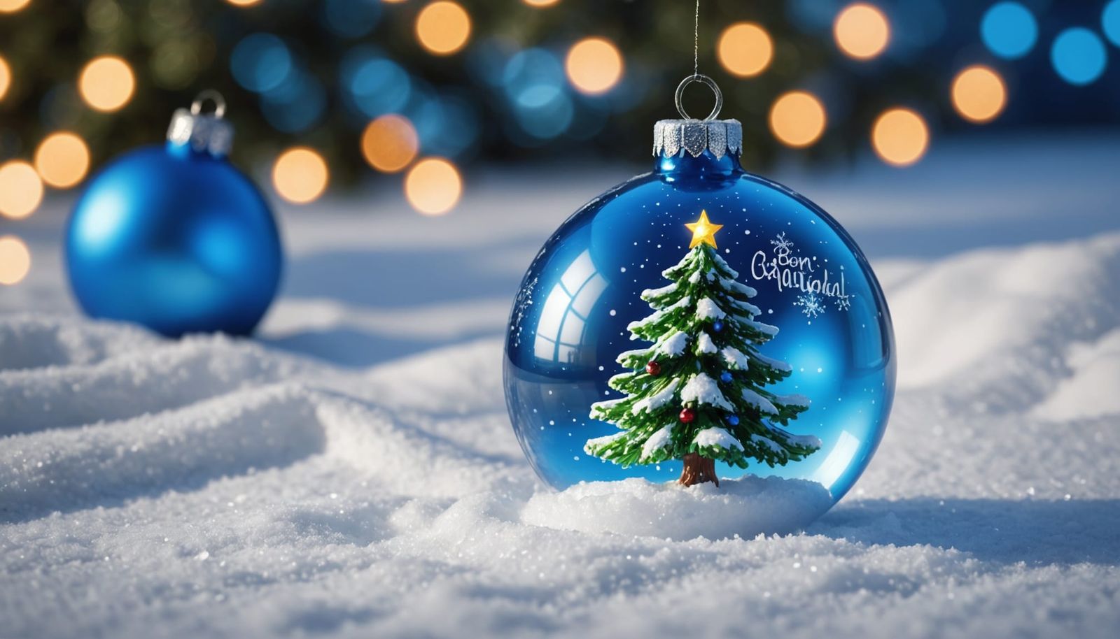 Glass Ornament with Miniature Christmas Tree, Digital Painti...