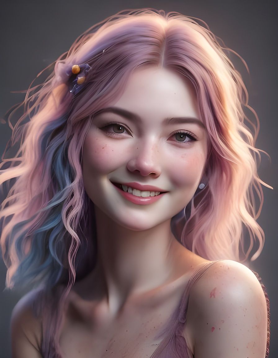 Pastel Watercolor Portrait of a Happy Person