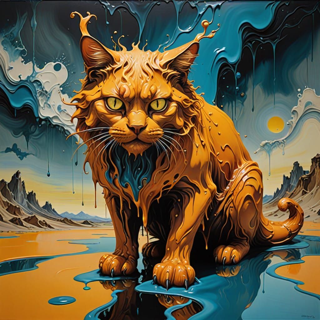 Surreal Orange Feline Beast in Dark Fantasy Style