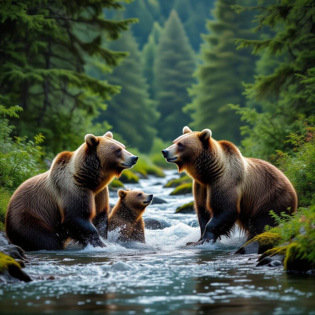 Bears and Salmon: A National Geographic Scene