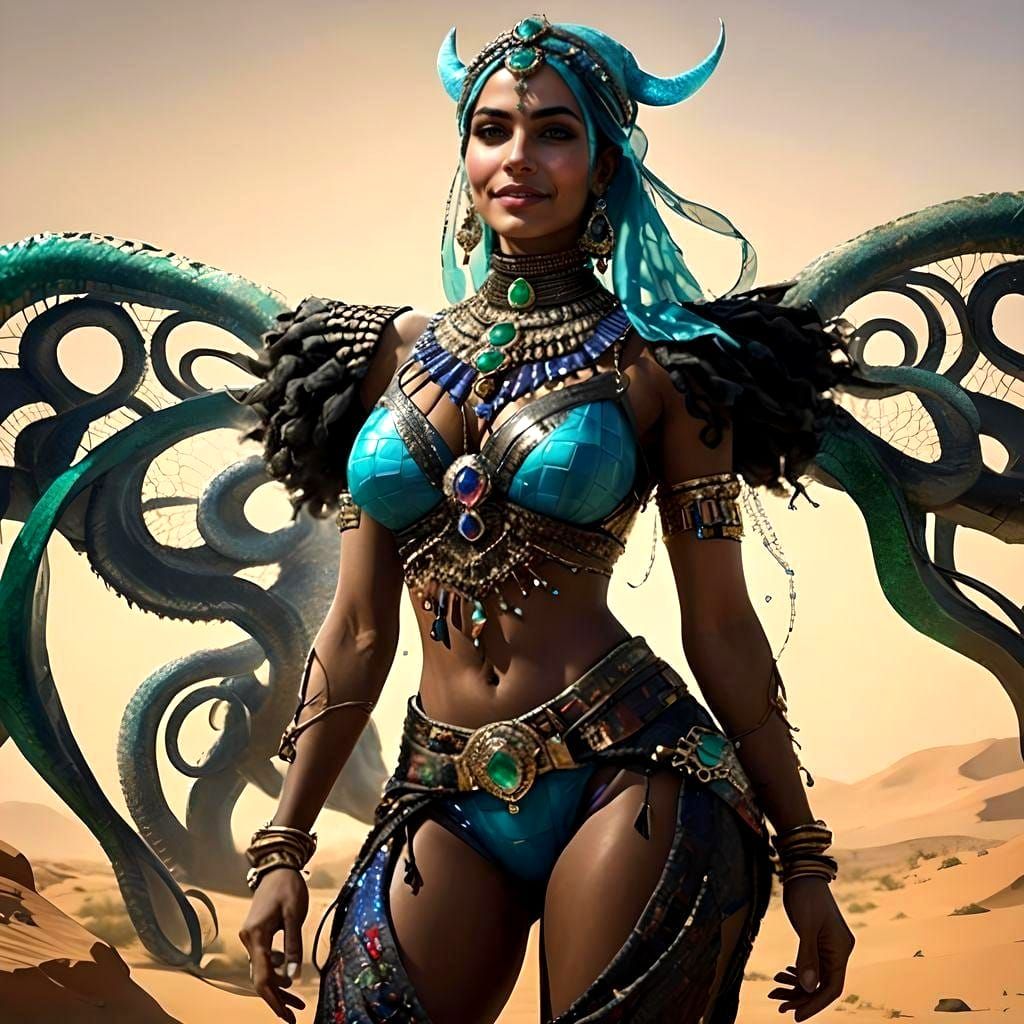 Hybrid Bedouin Princess Portrait in Hyperrealistic Style