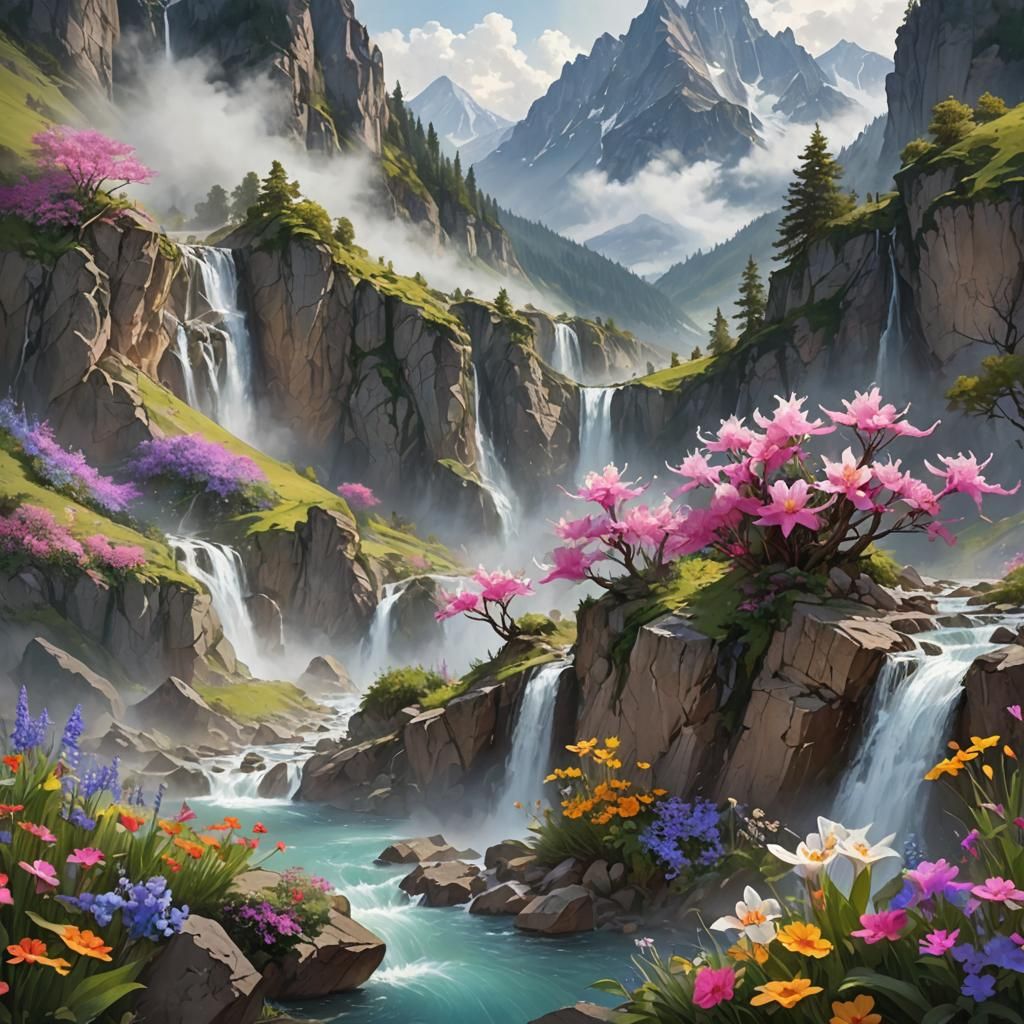 Mysterious Visions: Surreal Mountain Landscape in 3D