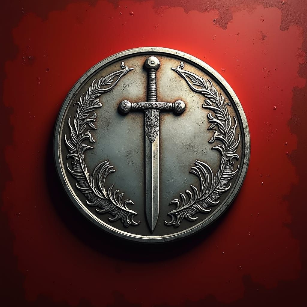 Fantasy Realm Coin with Heraldic Sword Image