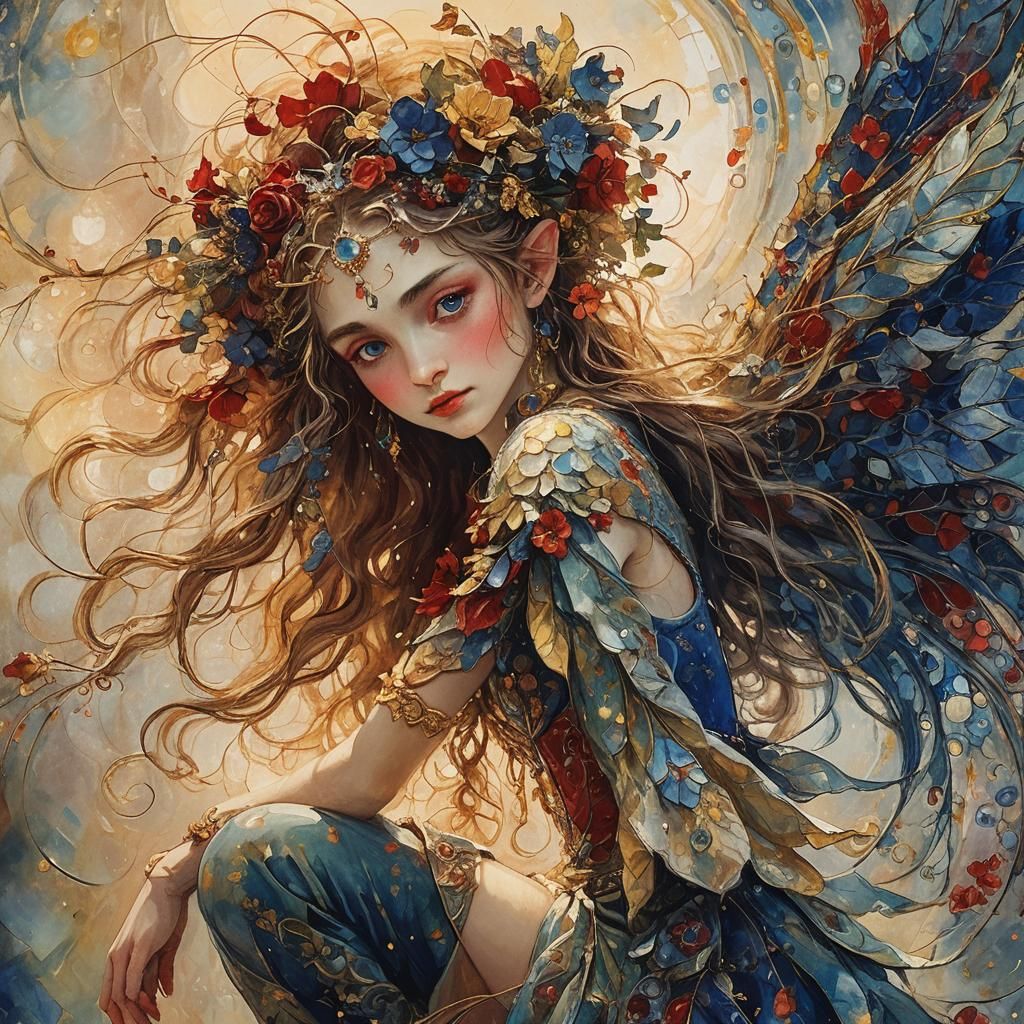 Ethereal Elf Portrait in Chagall-Inspired Style