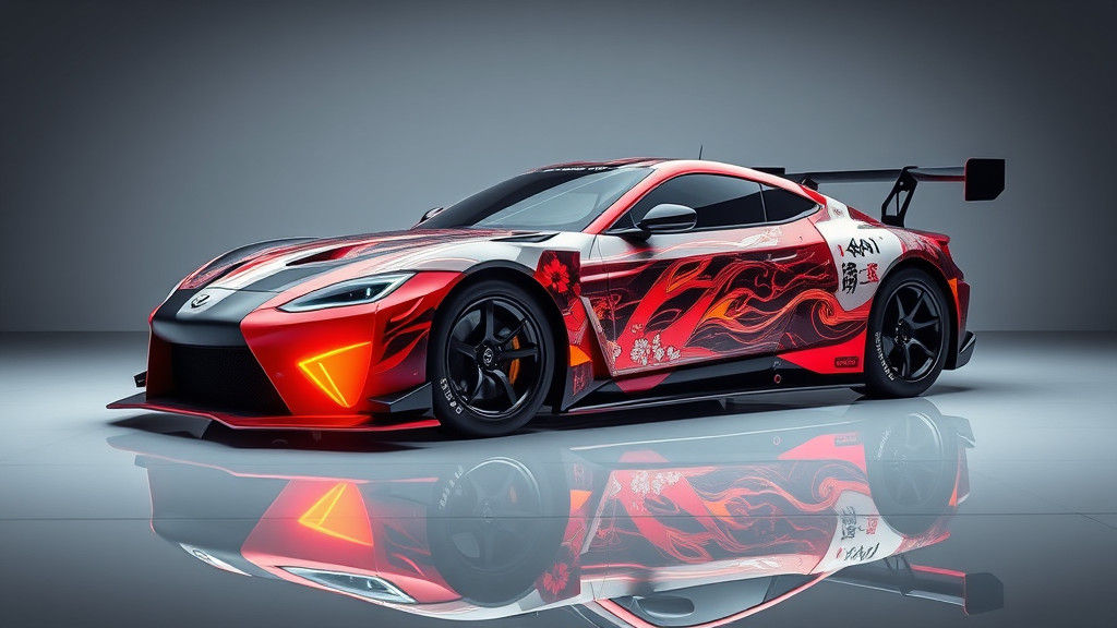 Futuristic Drift Car in Cyberpunk Anime Style