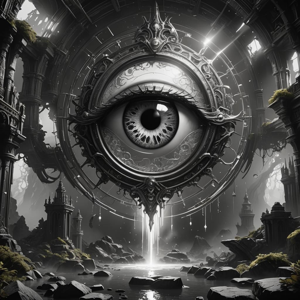 Black and White Eye with Energy Being